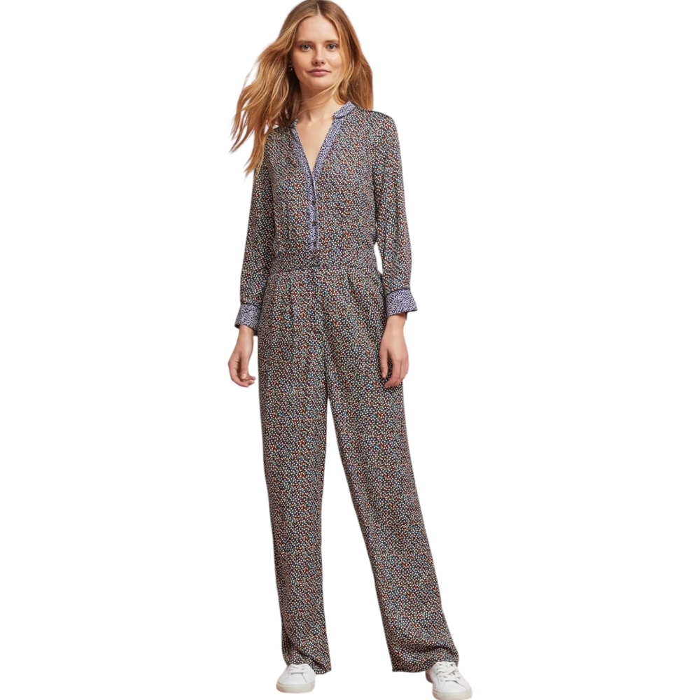 Anthropologie ett:twa Christene Silken Jumpsuit | Size 10 | Multicolor Print